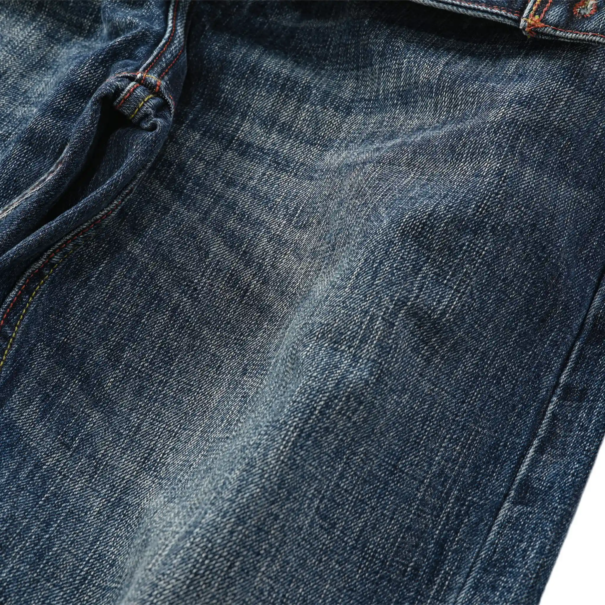 15oz Classic Blue Straight Selvedge Jeans With Whiskers And Honeycomb