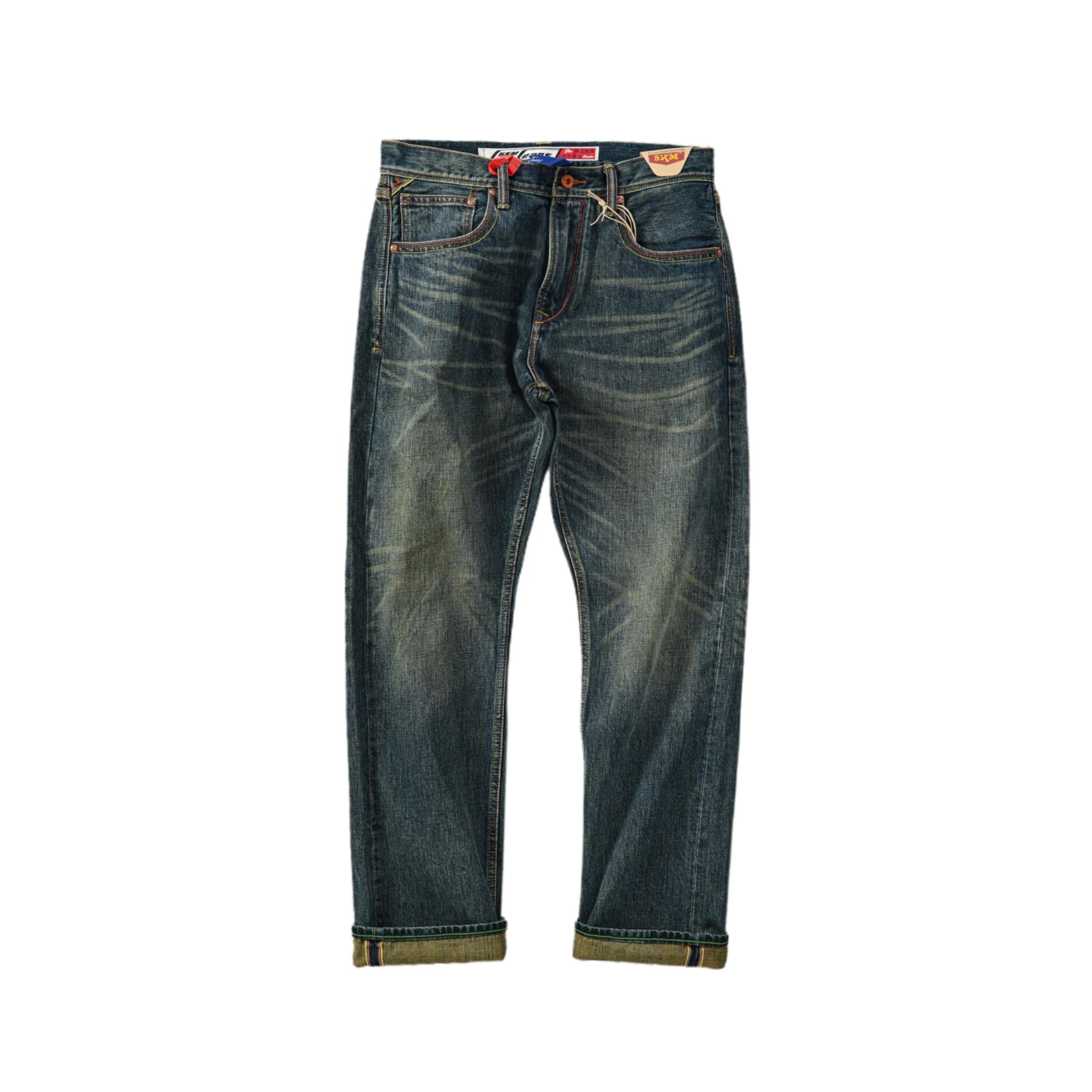 Jean droit selvedge indigo vert 15 oz