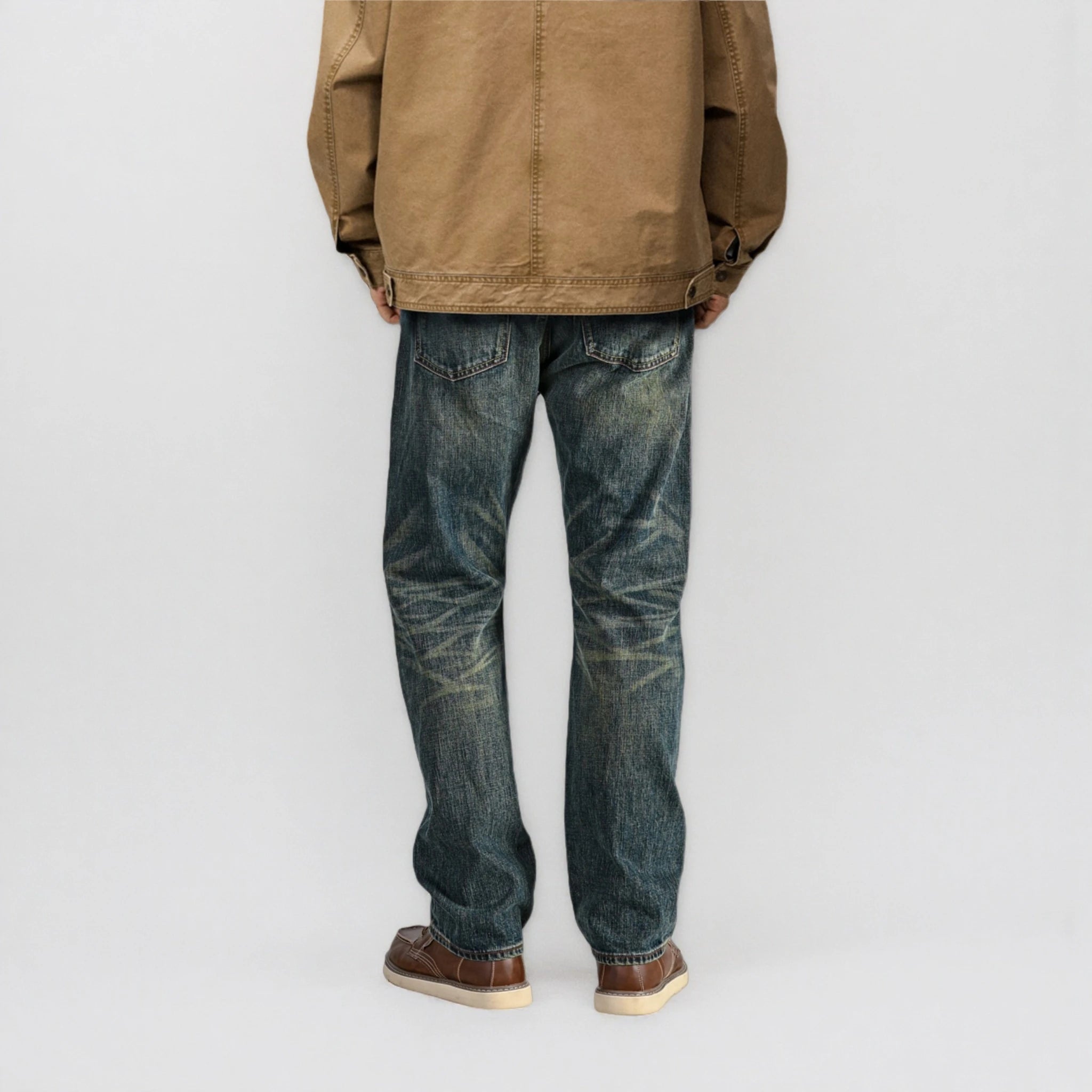 Jean droit selvedge indigo vert 15 oz