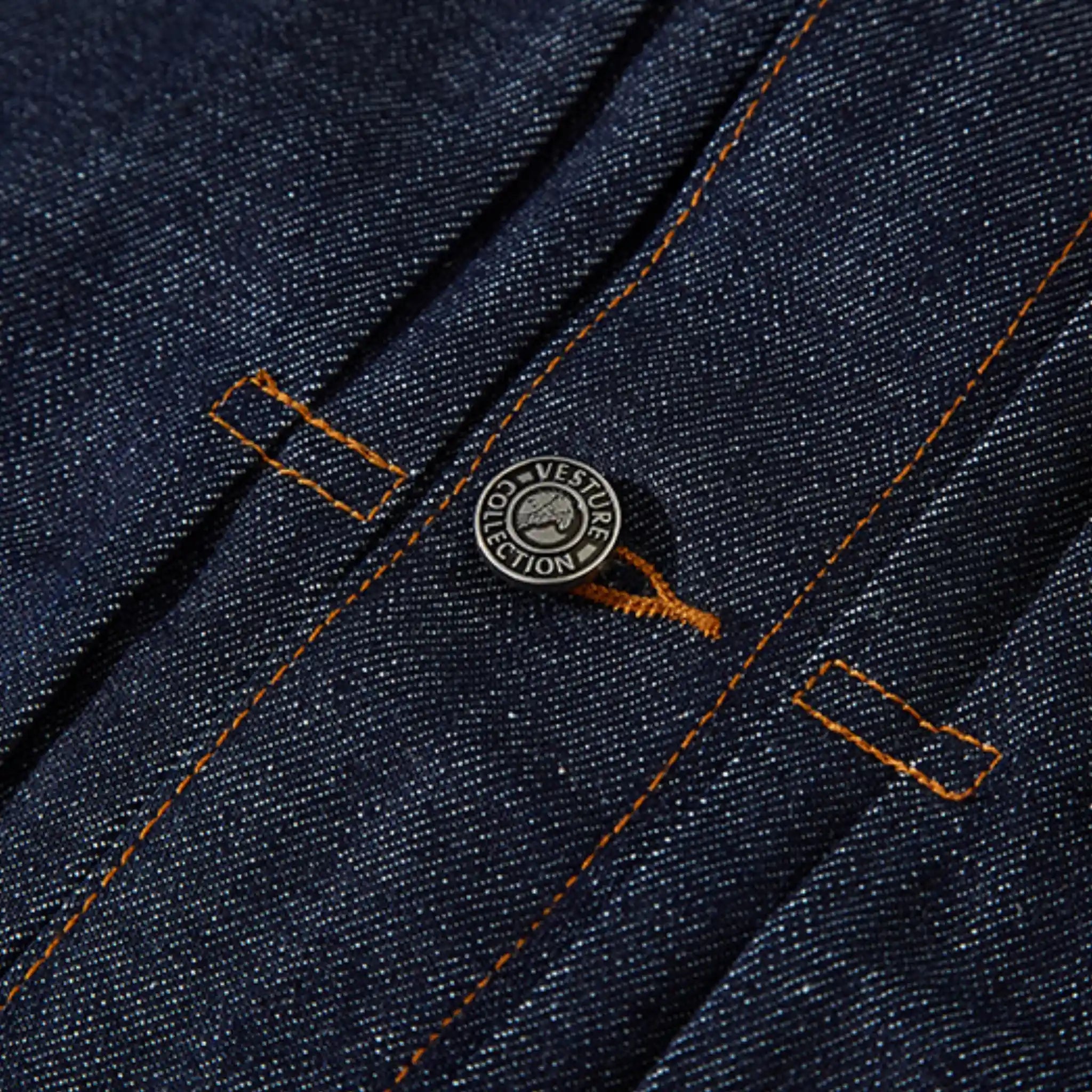 Veste en denim brut selvedge non teinté de type I 15 oz