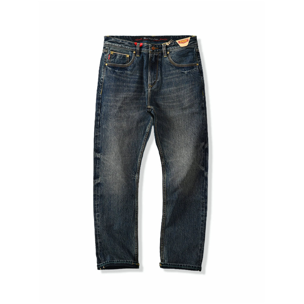 16oz Deep Indigo Selvedge Straight Jeans with Double Rope-Dyed