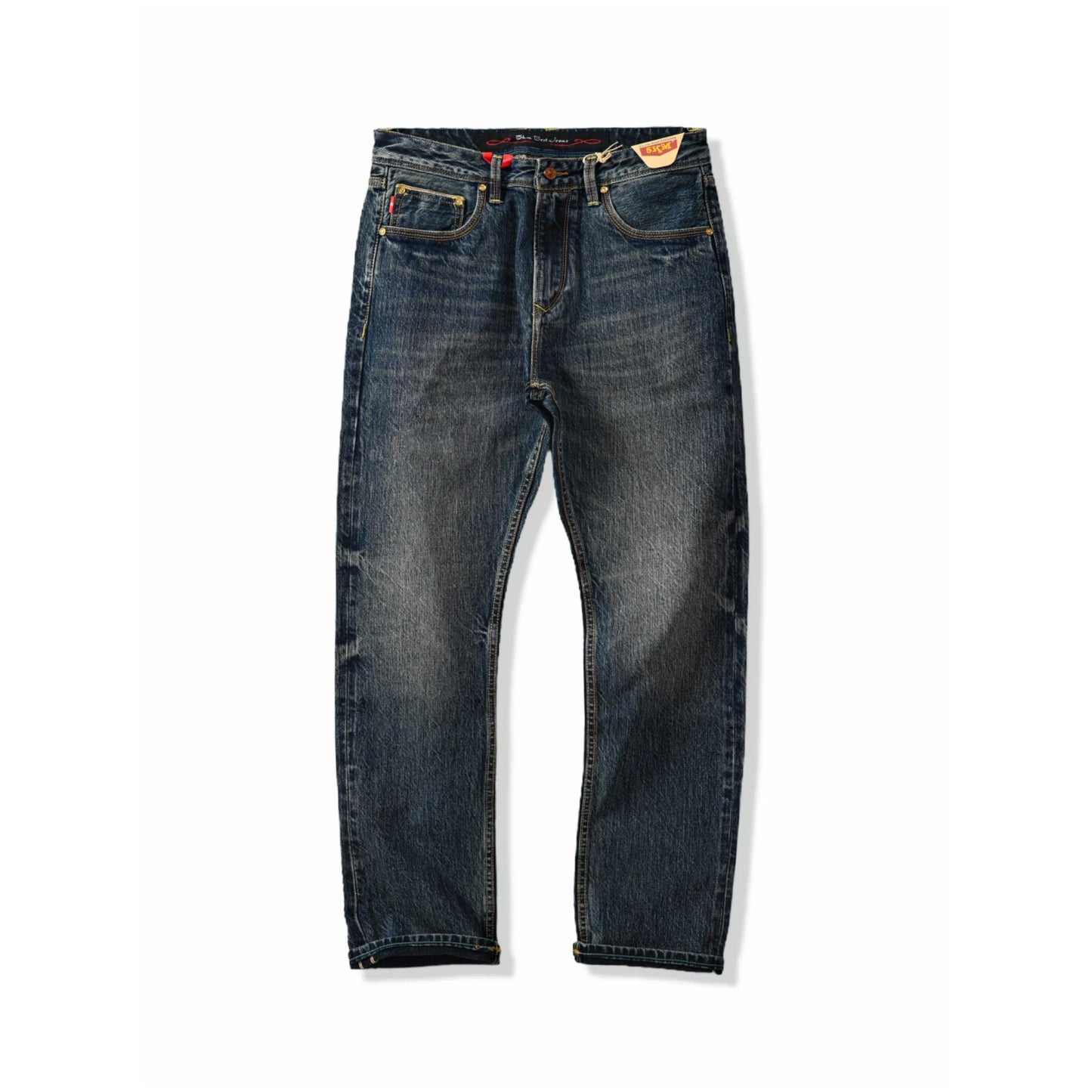 16oz Deep Indigo Selvedge Straight Jeans with Double Rope-Dyed