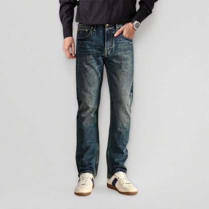 16oz Deep Indigo Selvedge Straight Jeans with Double Rope-Dyed