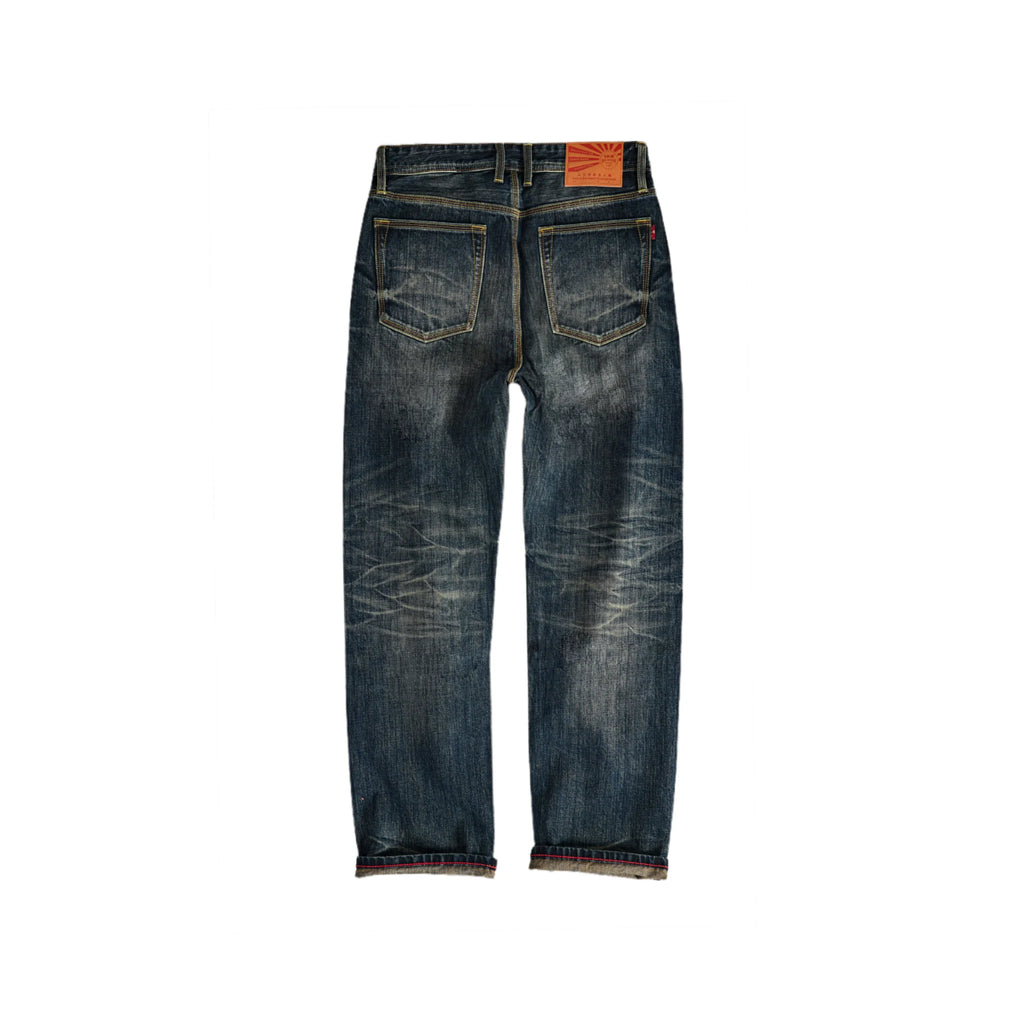 16oz Vintage Blue Heavy Washed Relaxed Straight Selvedge Jeans
