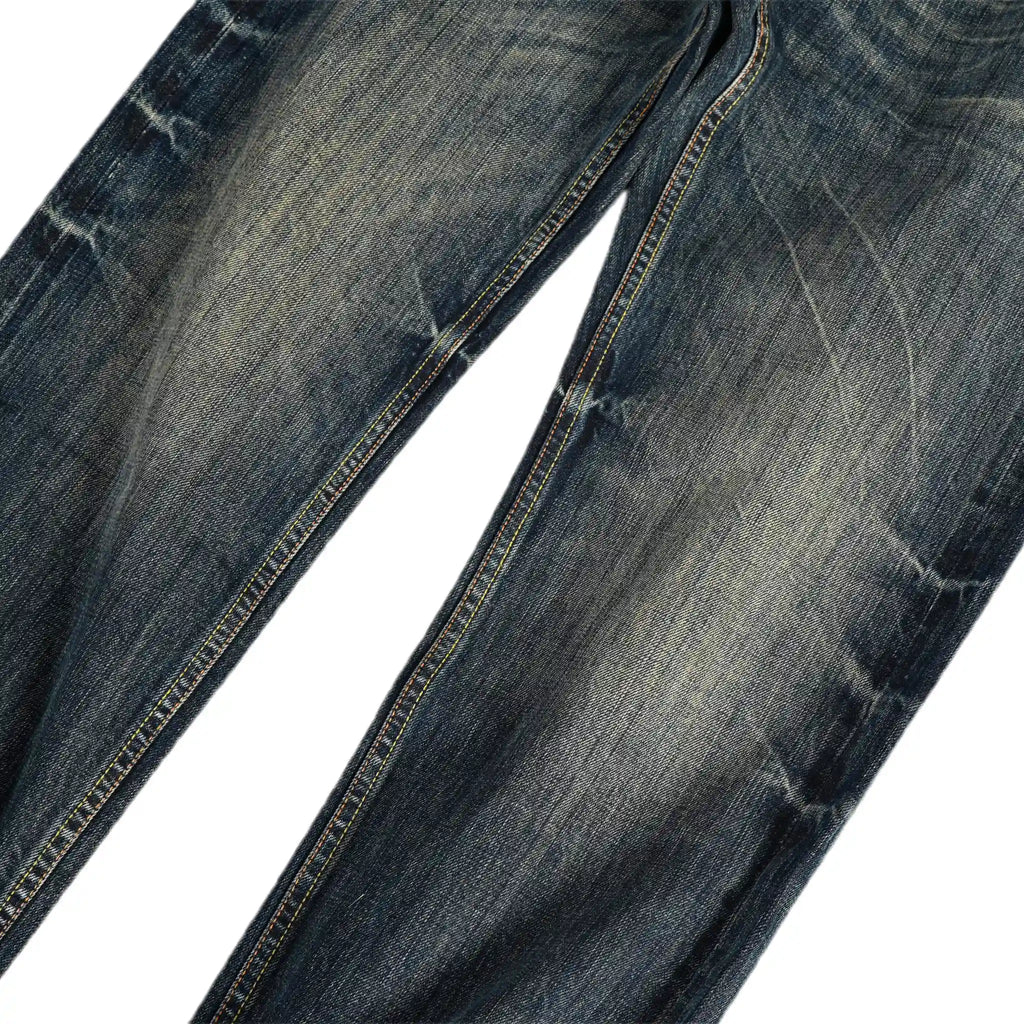 16oz Vintage Blue Heavy Washed Relaxed Straight Selvedge Jeans