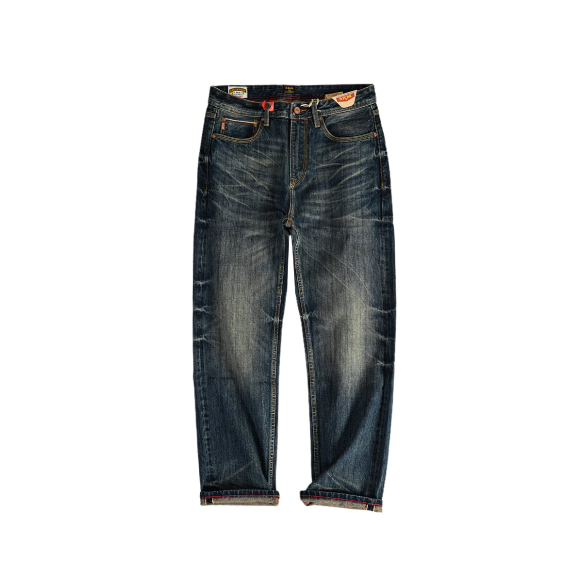Klassische, blaue 15oz Selvedge-Jeans im Straight Fit