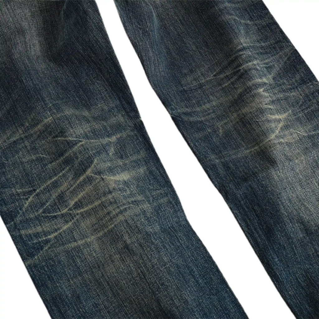 16oz Vintage Blue Heavy Washed Relaxed Straight Selvedge Jeans