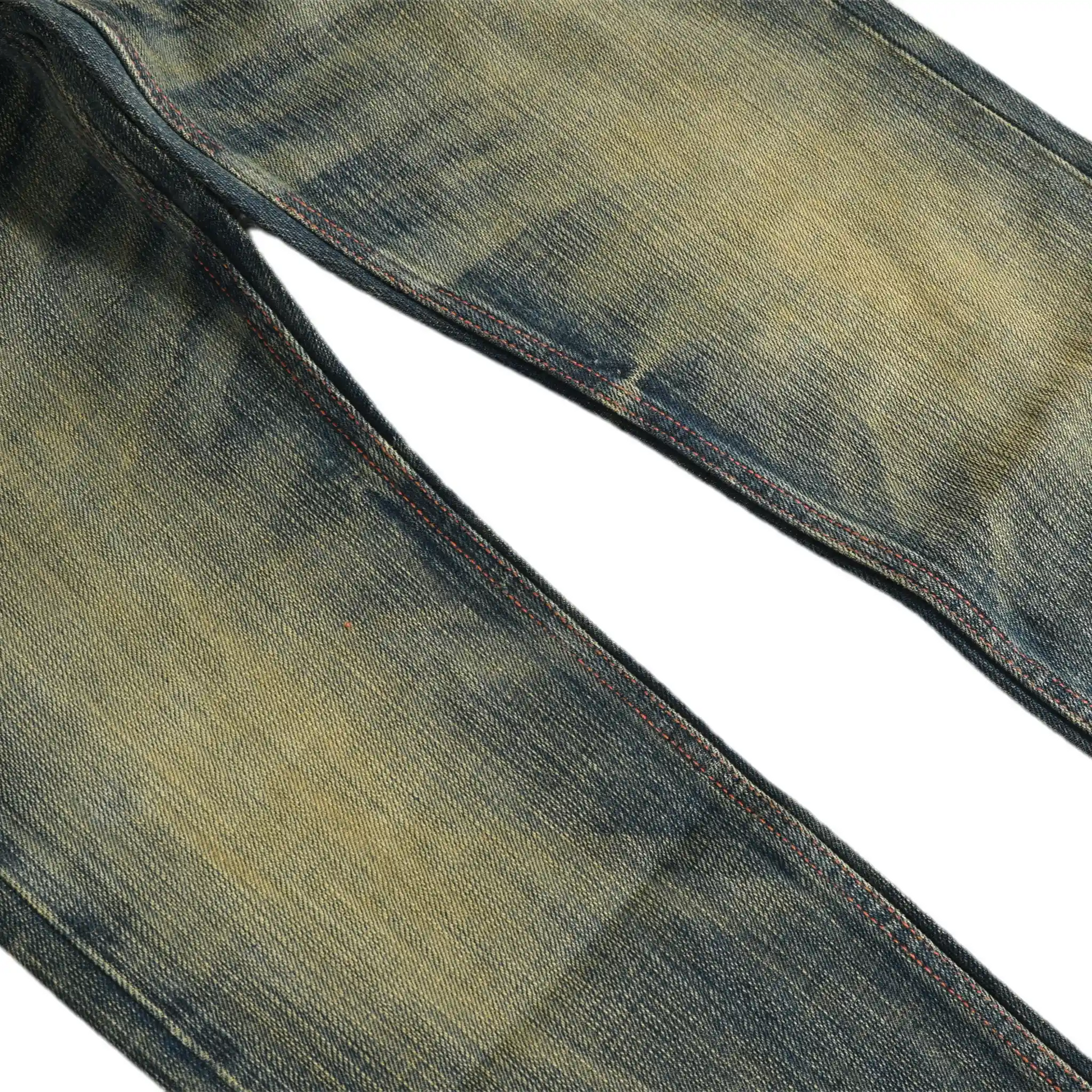 16oz Deep Fade Vintage Blue Washed Selvedge Straight Jeans