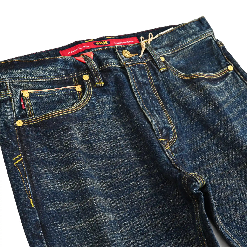 17oz Dark Blue Egyptian Cotton Selvedge Straight Jeans