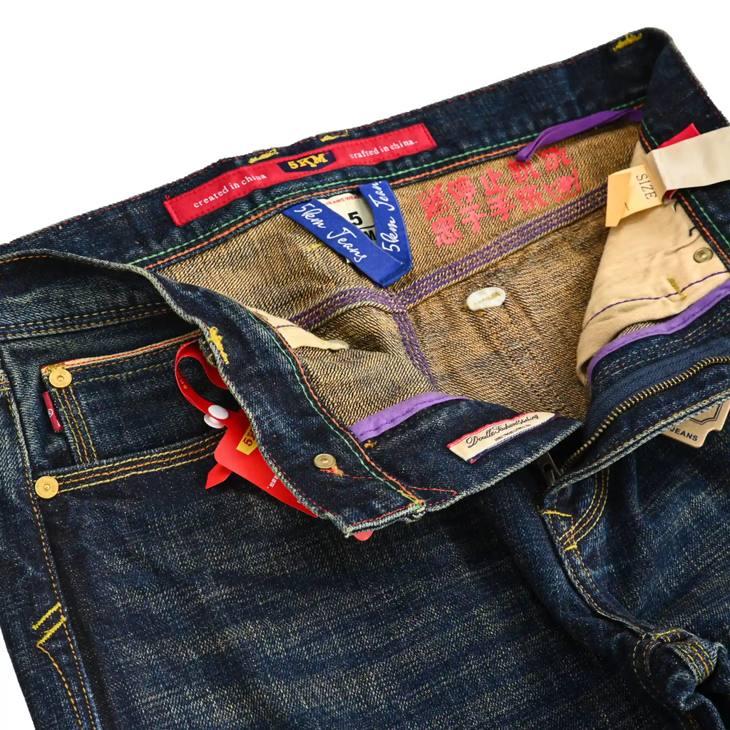 17oz Dark Blue Egyptian Cotton Selvedge Straight Jeans