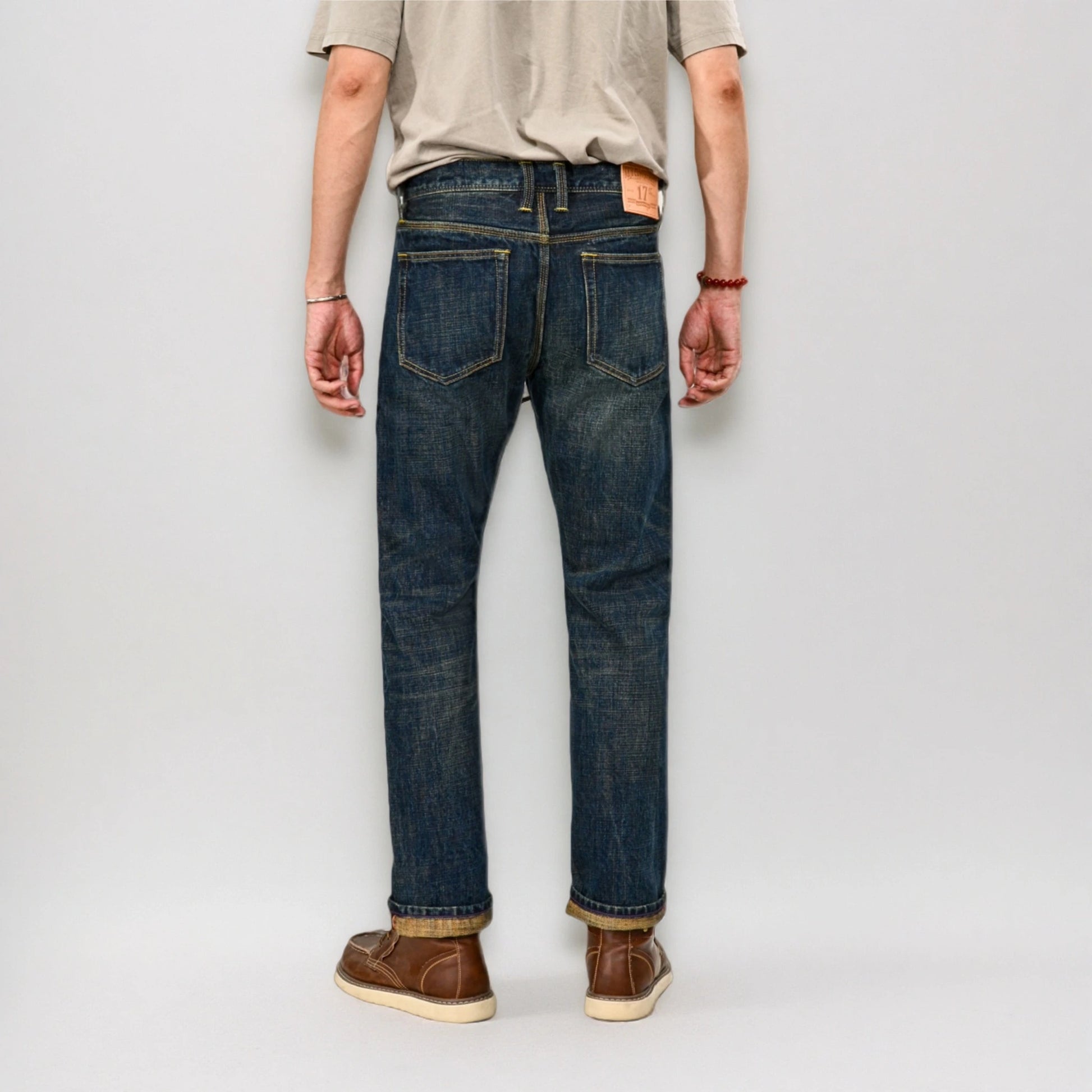 17oz Dark Blue Egyptian Cotton Selvedge Straight Jeans