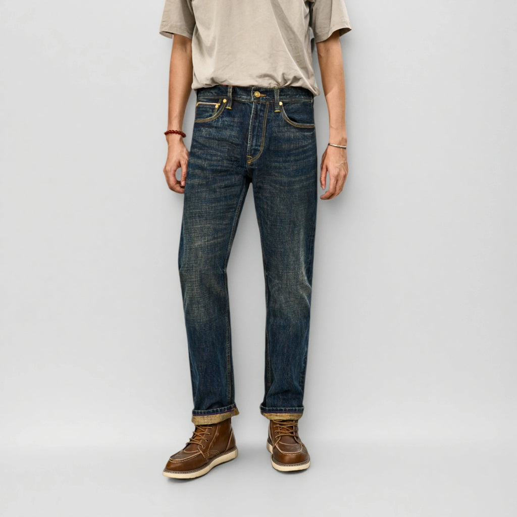 17oz Dark Blue Egyptian Cotton Selvedge Straight Jeans