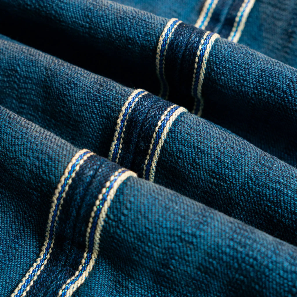 Vintage Blaue Slim Straight Fit Selvedge Jeans mit verblasster Waschung