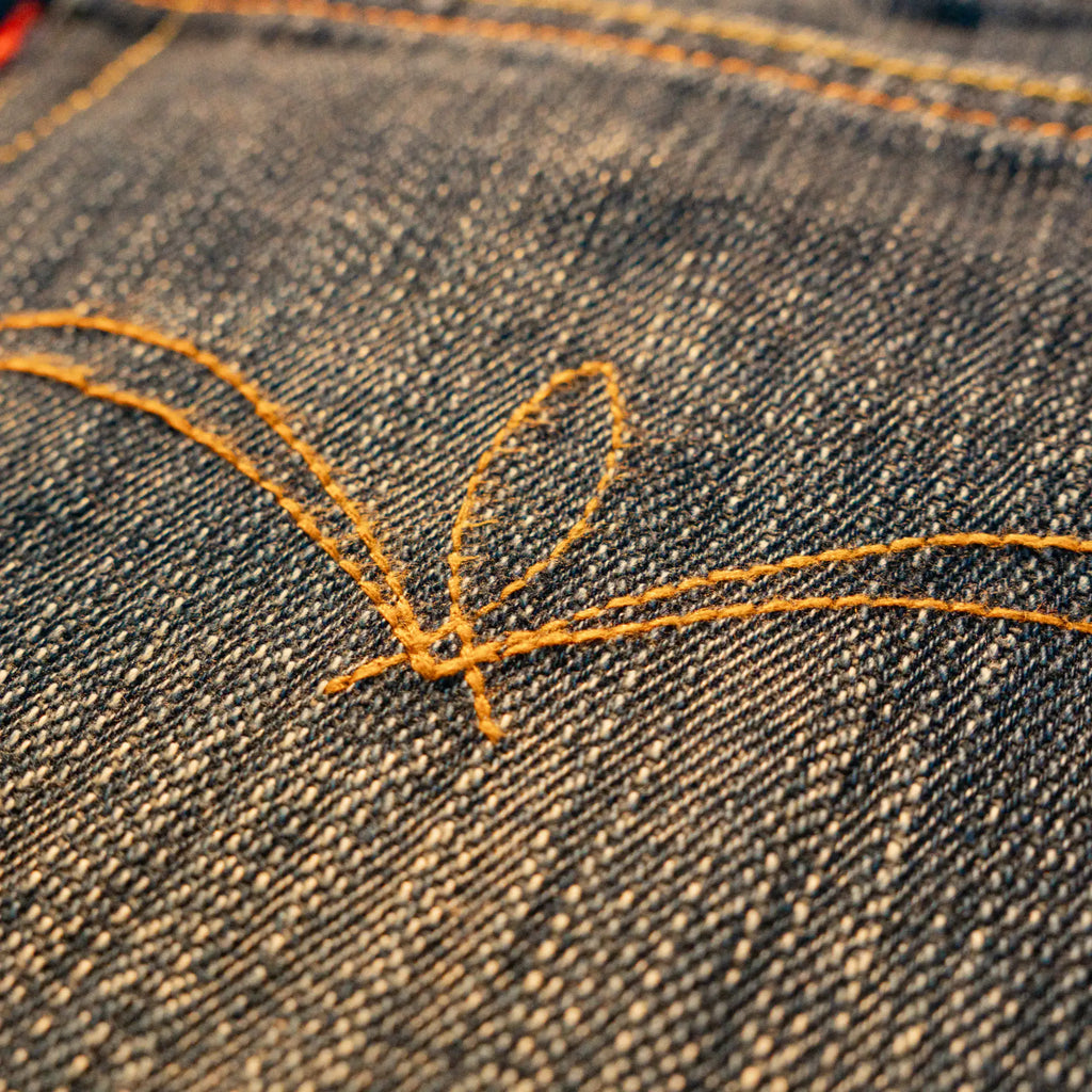 Vintage Blaue Slim Straight Fit Selvedge Jeans mit verblasster Waschung