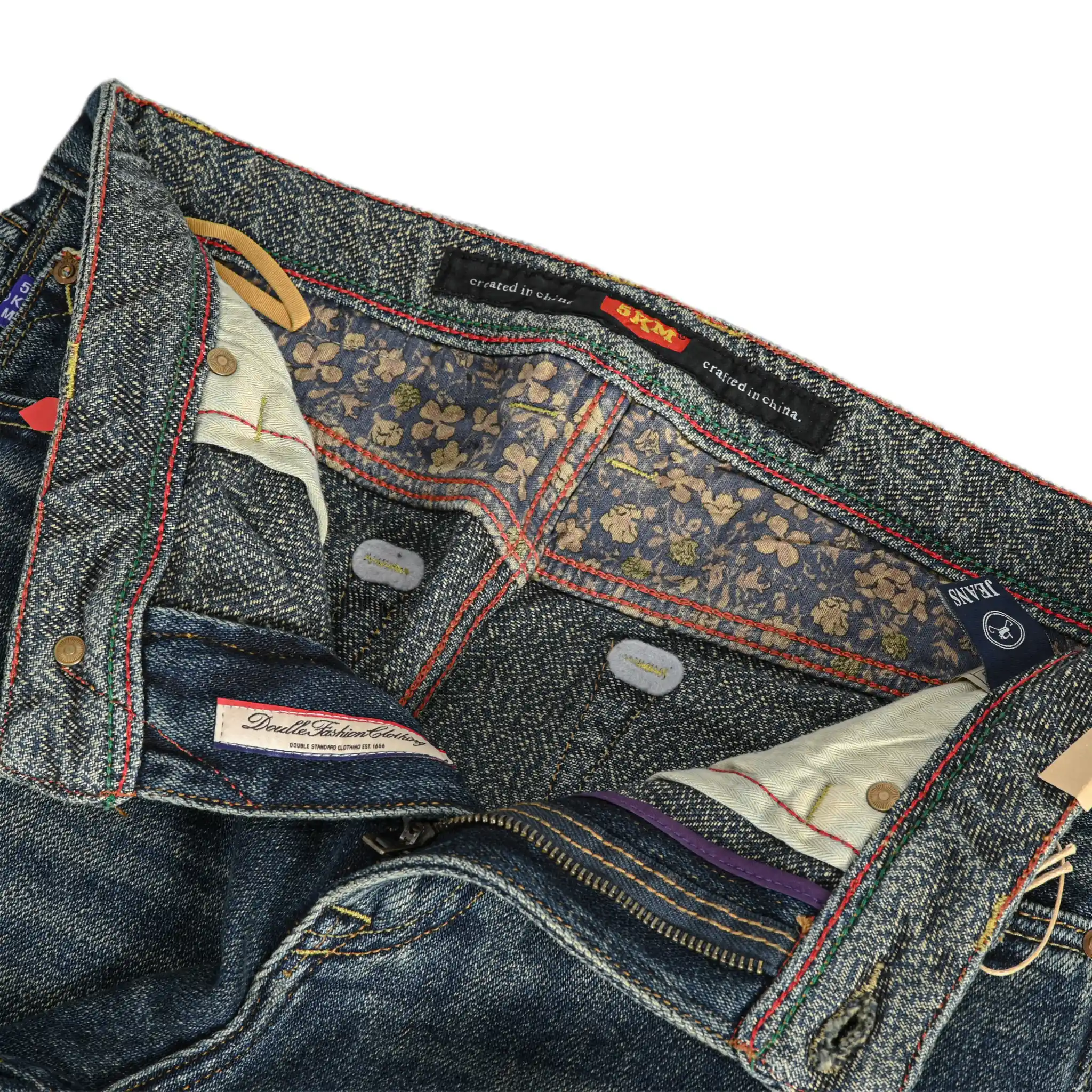 17 oz weiche, indigoblau gefärbte Straight-Jeans aus ägyptischer Baumwolle mit natürlicher Pflanzenfärbung und Webkante