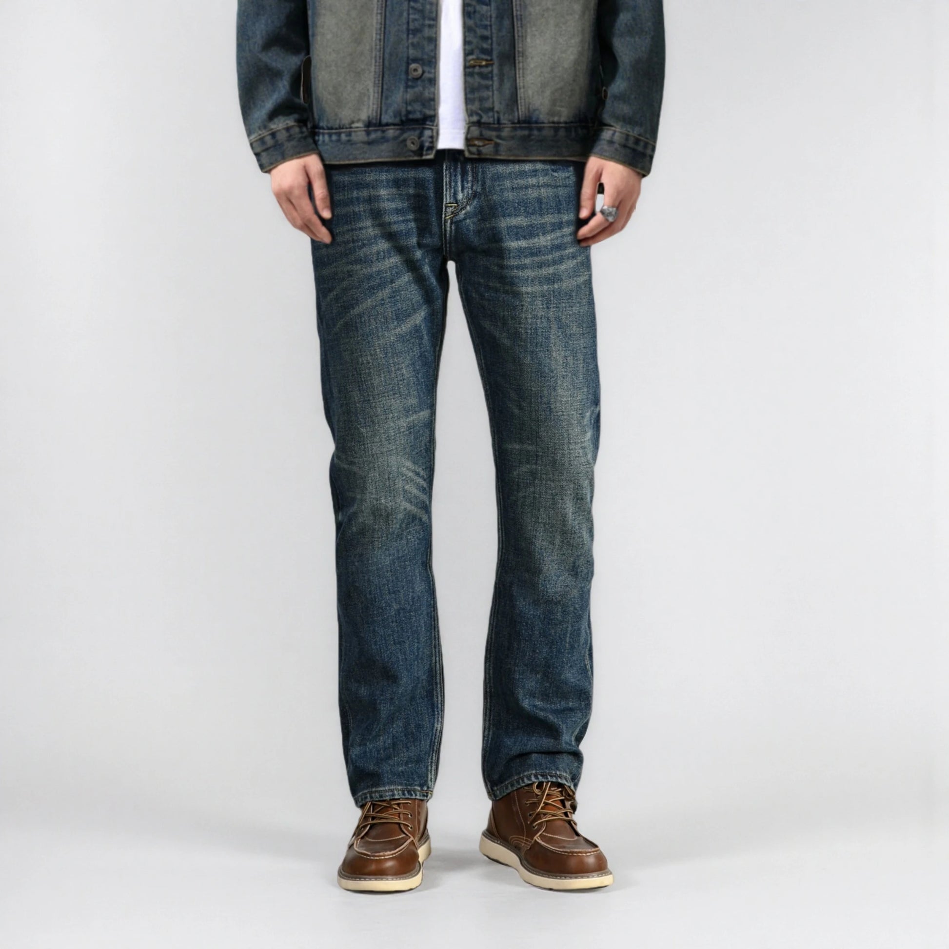 17oz Soft Indigo Natural Plant-Dyed Egyption Cotton Selvedge Straight Jeans