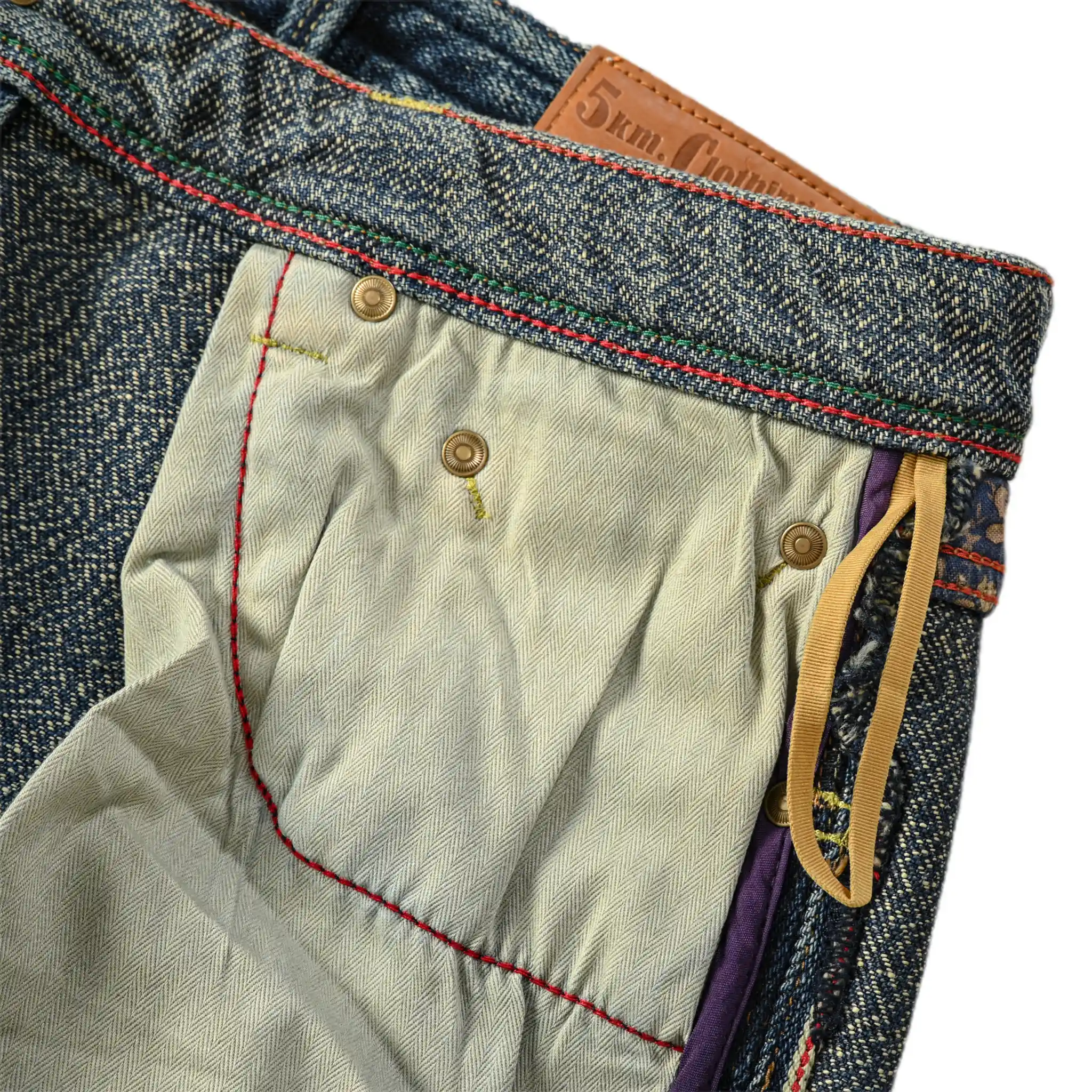 17 oz weiche, indigoblau gefärbte Straight-Jeans aus ägyptischer Baumwolle mit natürlicher Pflanzenfärbung und Webkante