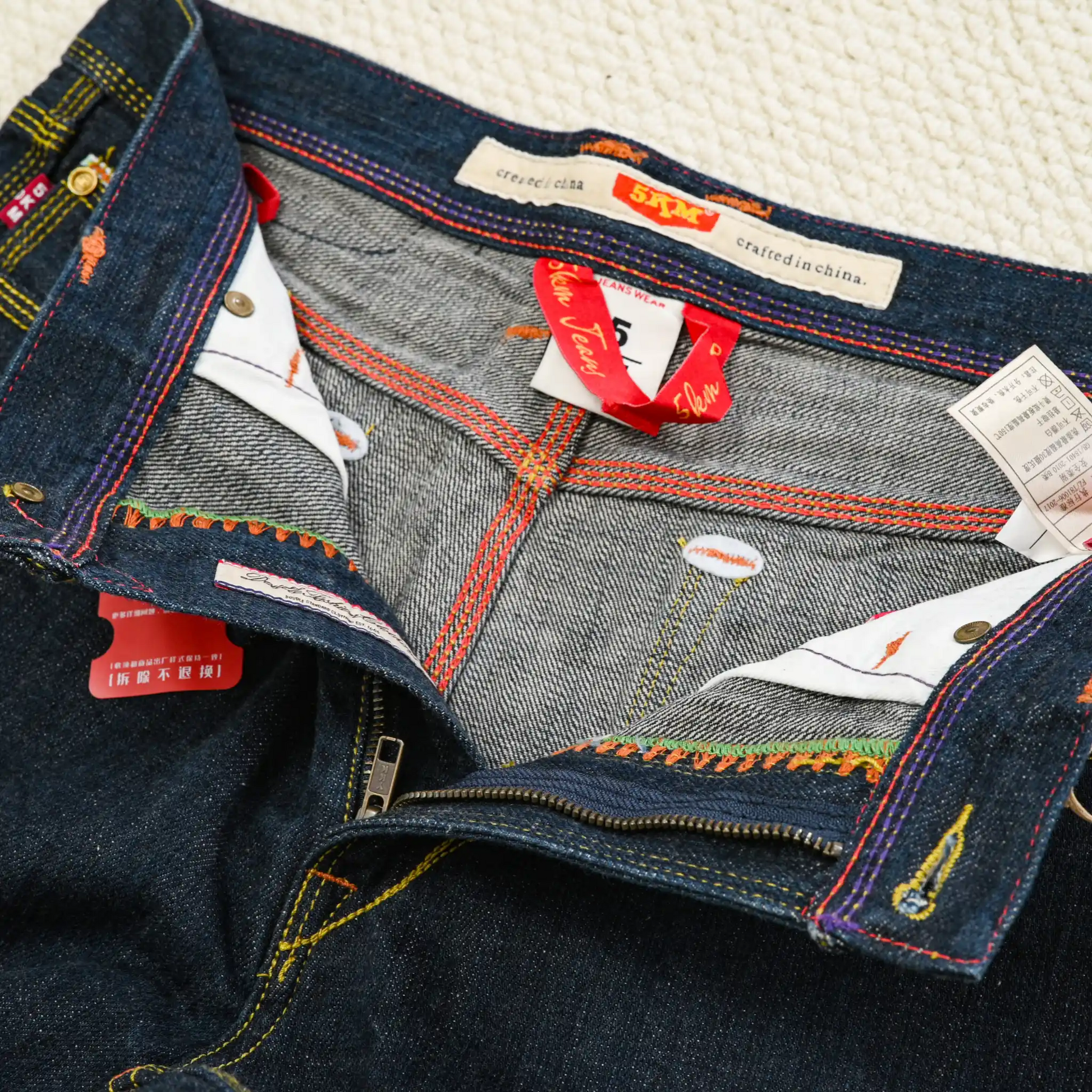 17oz One-Wash Deep Indigo Selvedge Straight Jeans