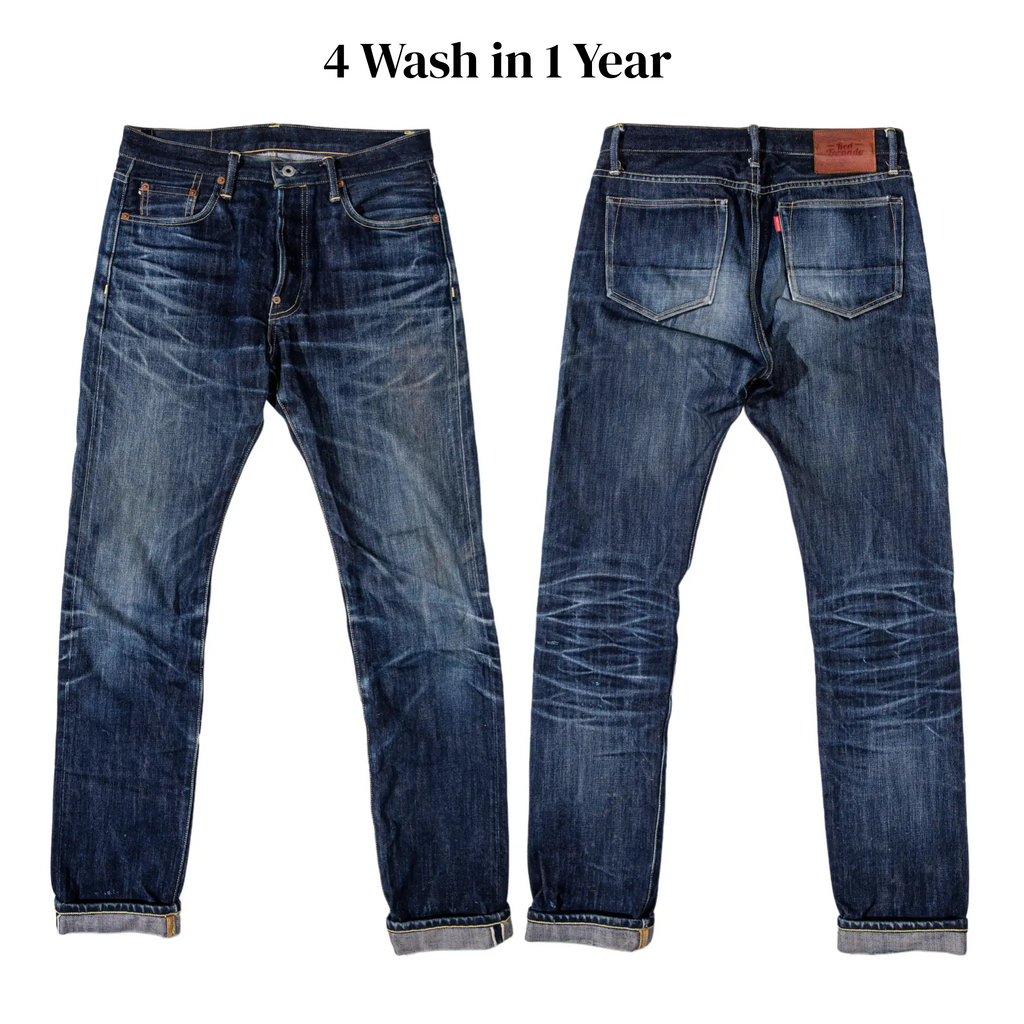 Fade and wash development reference for 17oz Raw Selvedge Denim Jeans – Unsanforized Slim Tapered Fit