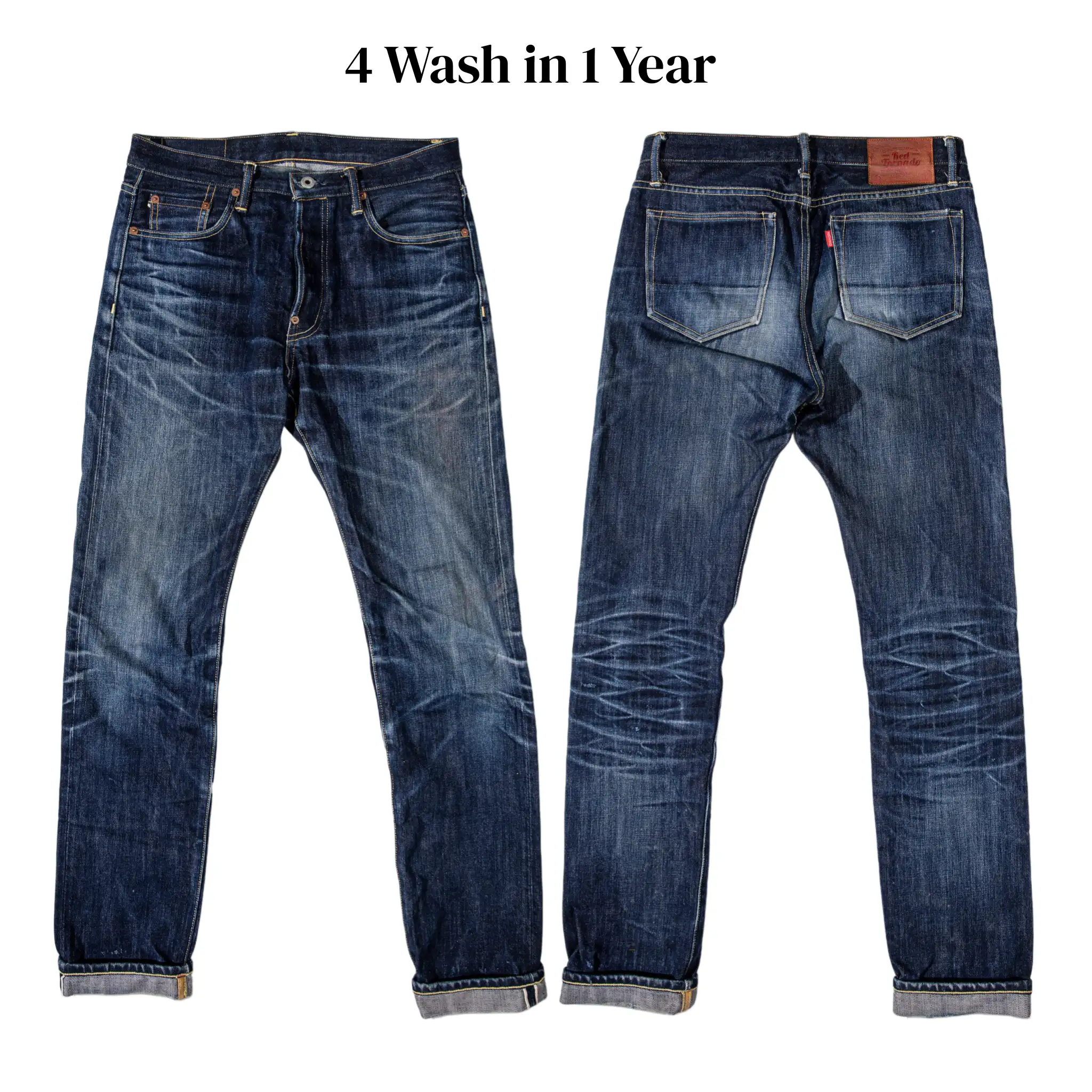 Fade and wash development reference for 17oz Raw Selvedge Denim Jeans – Unsanforized Slim Tapered Fit