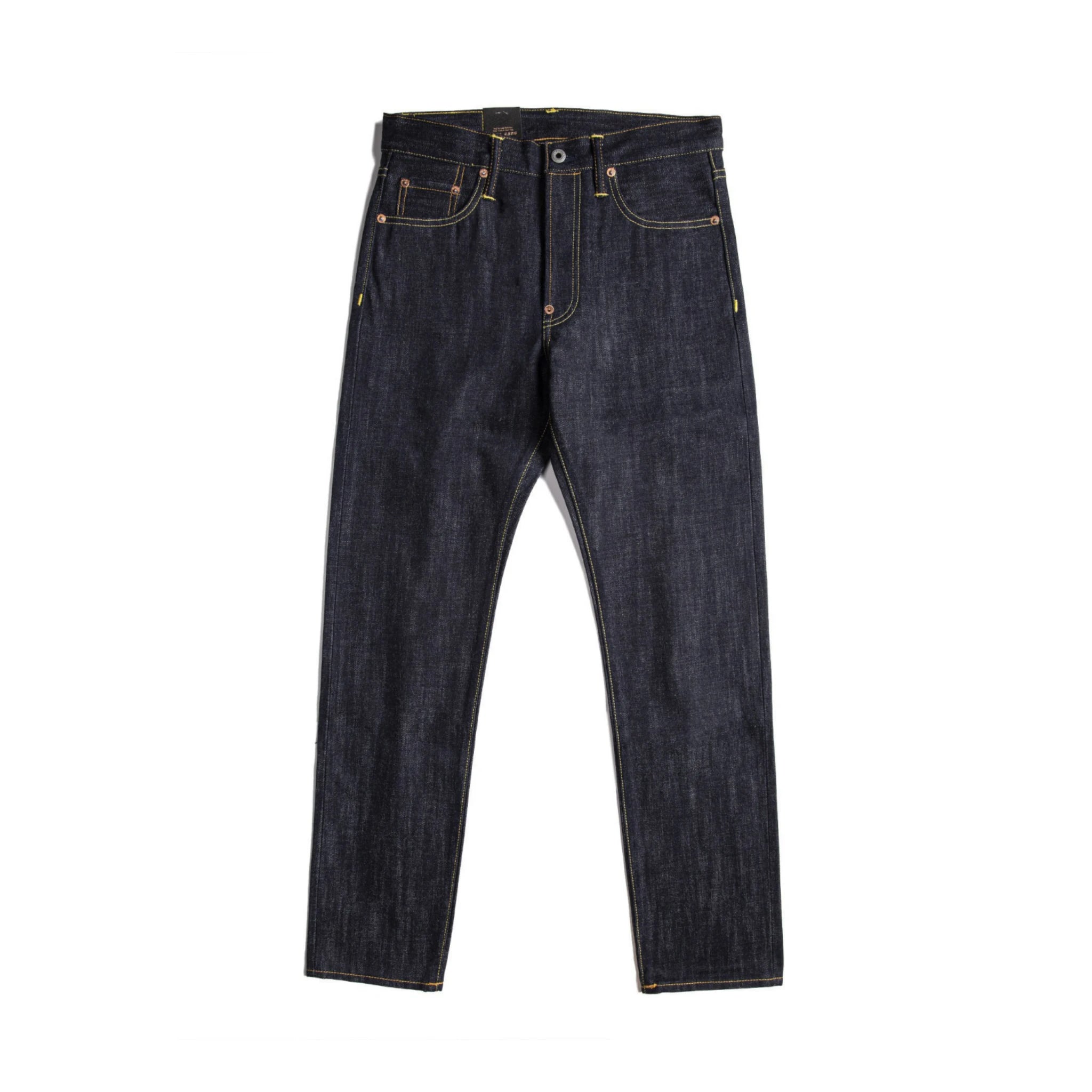 Front product view of 17oz Raw Selvedge Denim Jeans – Unsanforized Slim Tapered Fit