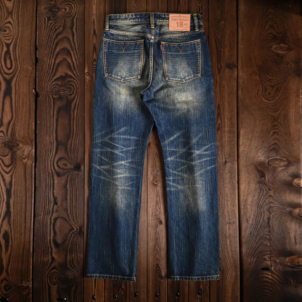 18oz Indigo Rain Slub Selvedge Jeans - Vintage Wash