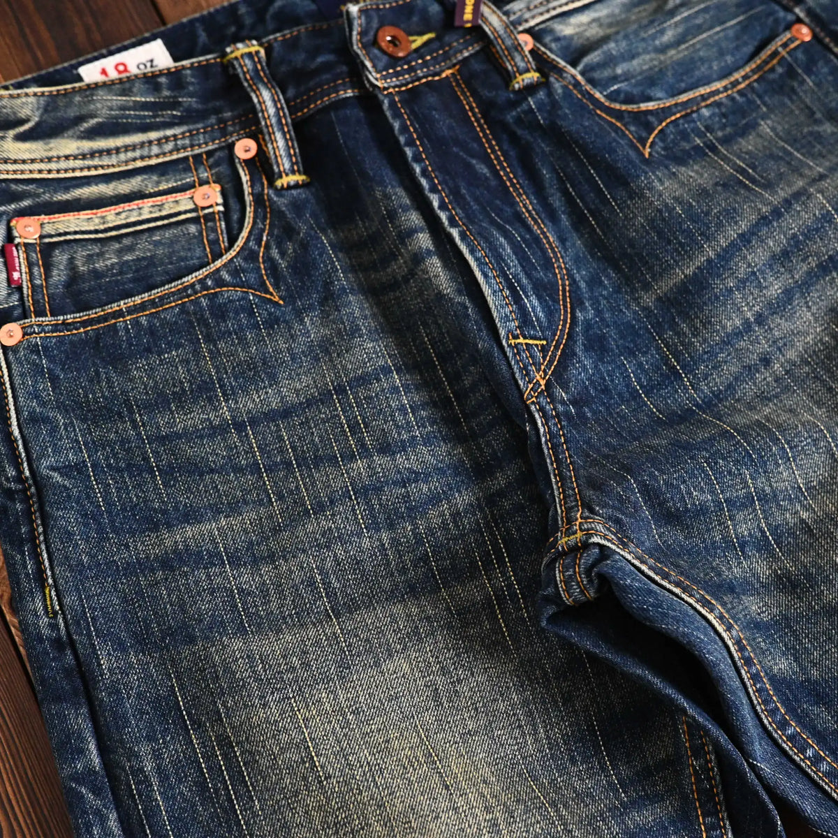 18oz Indigo Rain Slub Selvedge Jeans - Vintage Wash