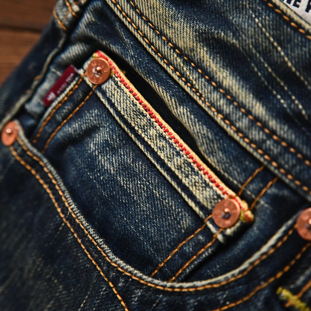 18oz Indigo Rain Slub Selvedge Jeans - Vintage Wash