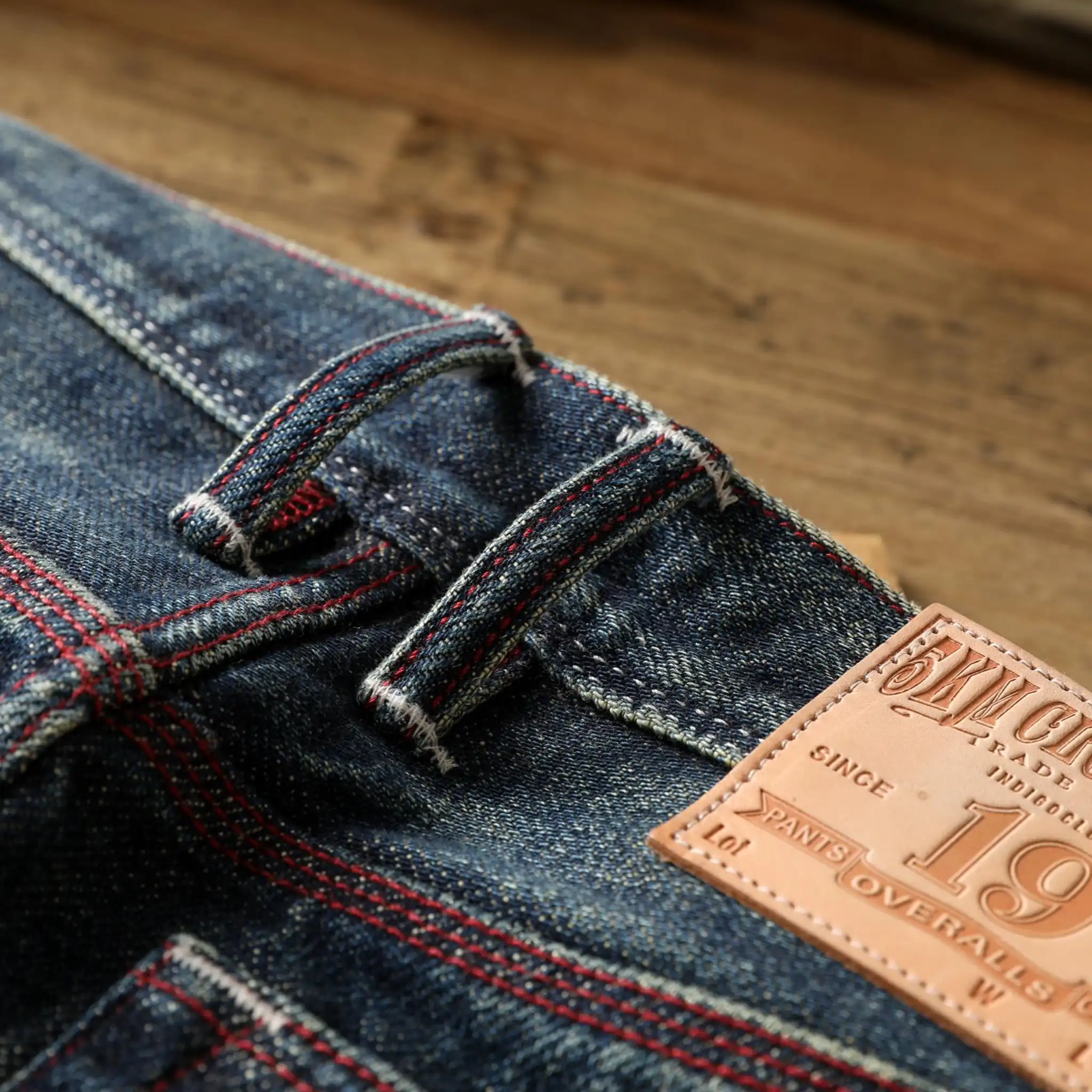 19oz Dunkelblaue Selvedge Straight Jeans mit Vintage-Waschung