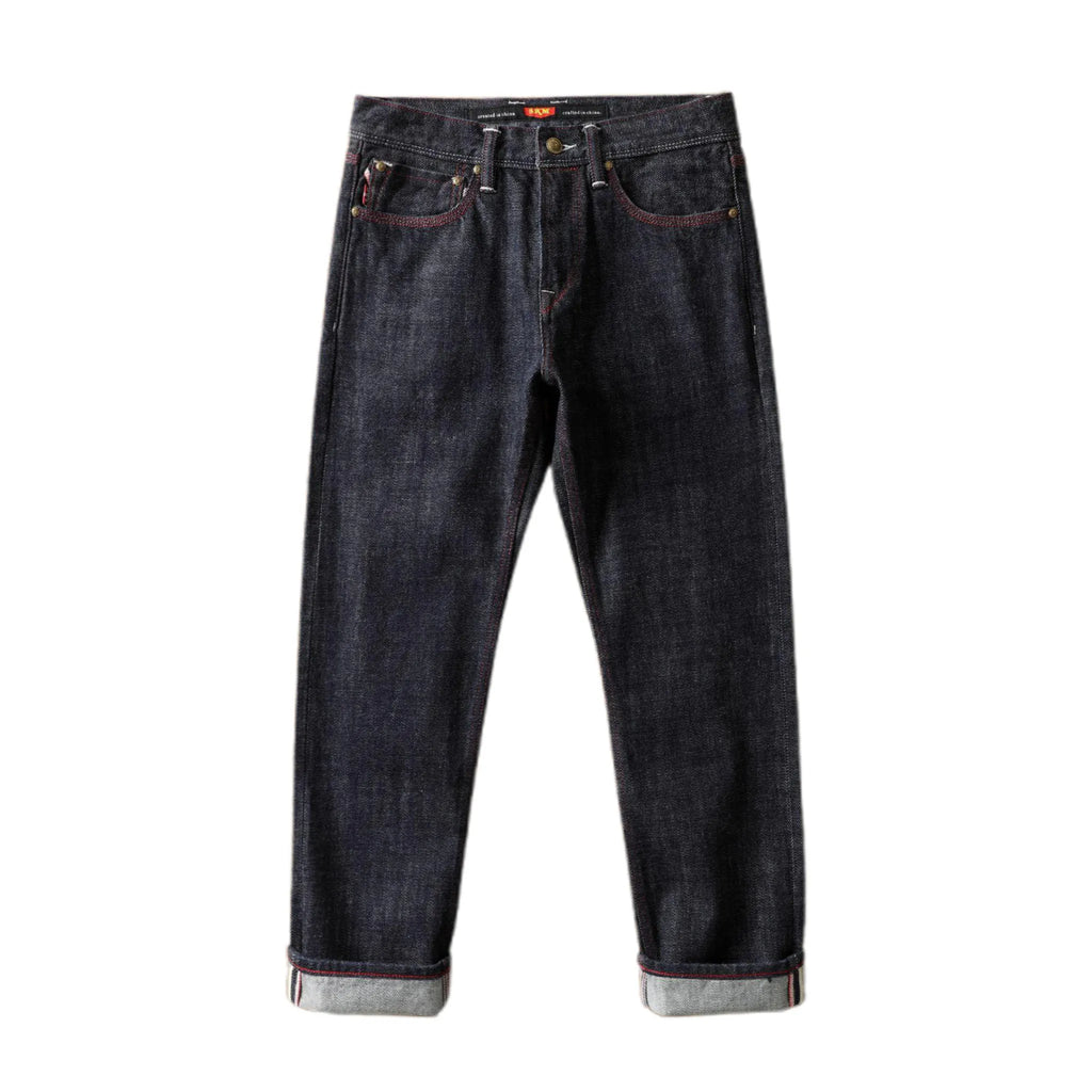 Dark blue jeans on a white background