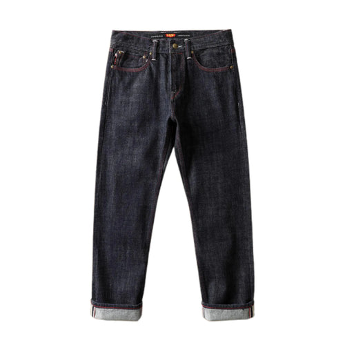 Dark blue jeans on a white background