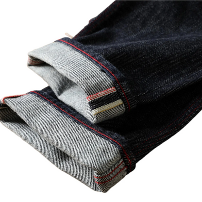18oz Dunkelblaue Selvedge Straight Jeans mit Vintage-Waschung