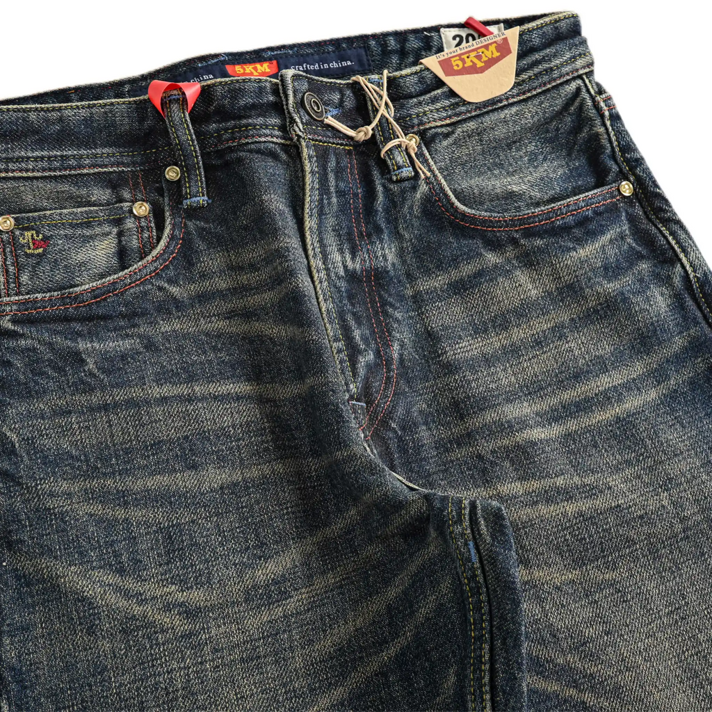 Klassische, blaue 20oz Selvedge-Jeans im Straight Fit
