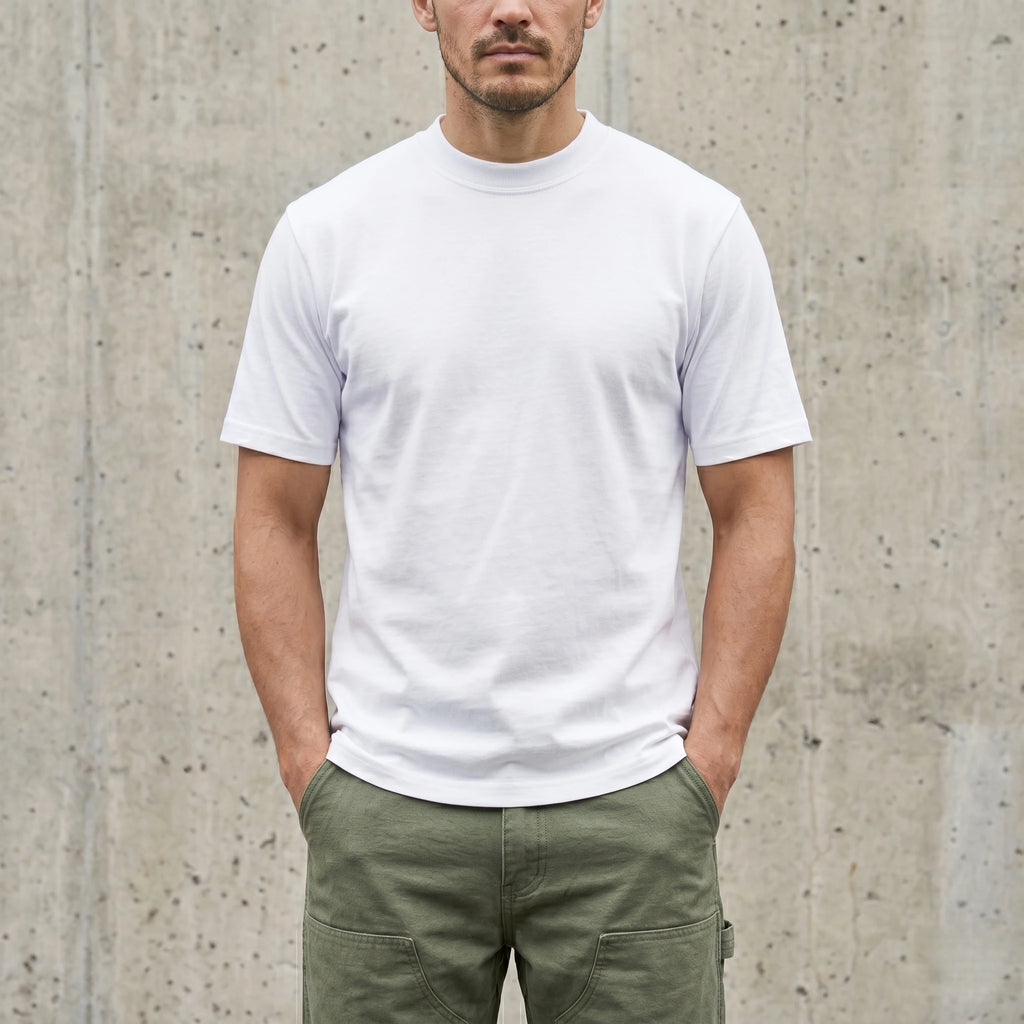 6.8oz Loopwheel Tubular Cotton Short Sleeve T-Shirt - White