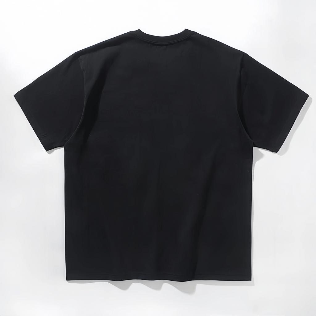 6.8oz Loopwheel Tubular Cotton Short Sleeve T-Shirt - Black