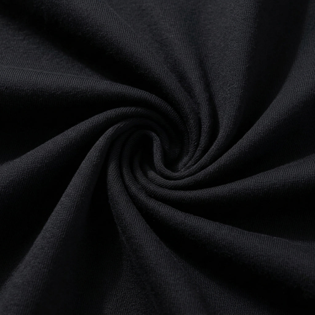6.8oz Loopwheel Tubular Cotton Short Sleeve T-Shirt - Black