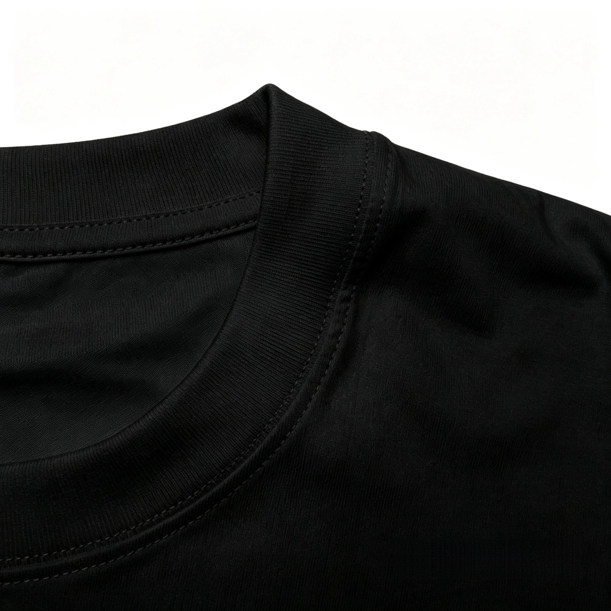 6.8oz Loopwheel Schlauchware Baumwoll-T-Shirt mit kurzen Ärmeln – Schwarz