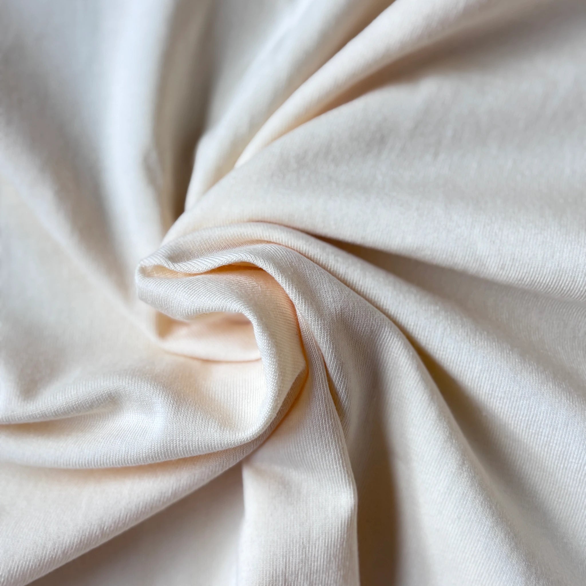 6.8oz Loopwheel Tubular Cotton Short Sleeve T-Shirt - Cream
