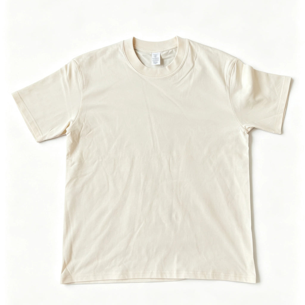 6.8oz Loopwheel Tubular Cotton Short Sleeve T-Shirt - Cream