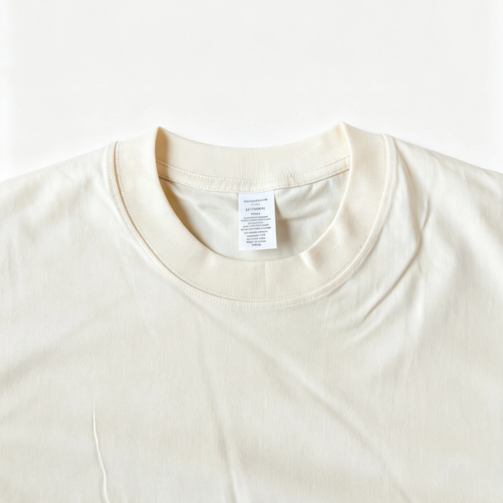 6.8oz Loopwheel Tubular Cotton Short Sleeve T-Shirt - Cream