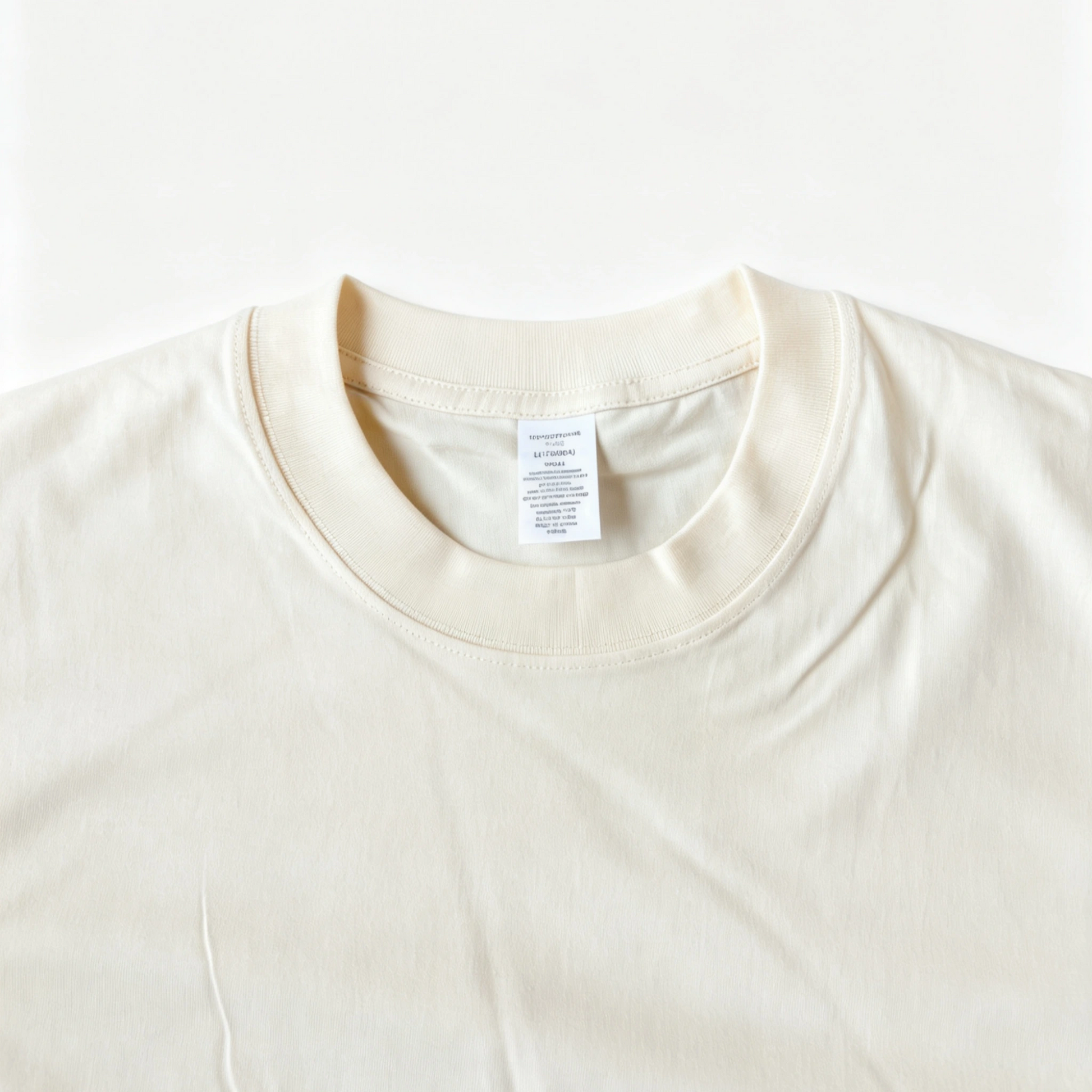 6.8oz Loopwheel Tubular Cotton Short Sleeve T-Shirt - Cream