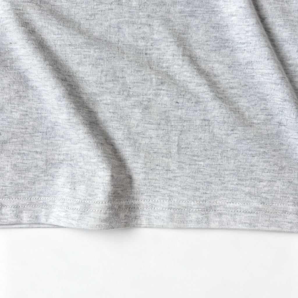 6.8oz Loopwheel Tubular Cotton Short Sleeve T-Shirt - Light Gray