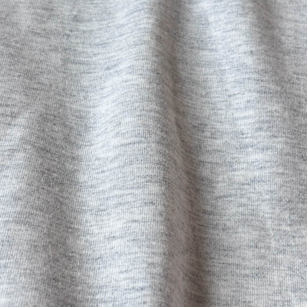 6.8oz Loopwheel Tubular Cotton Short Sleeve T-Shirt - Light Gray