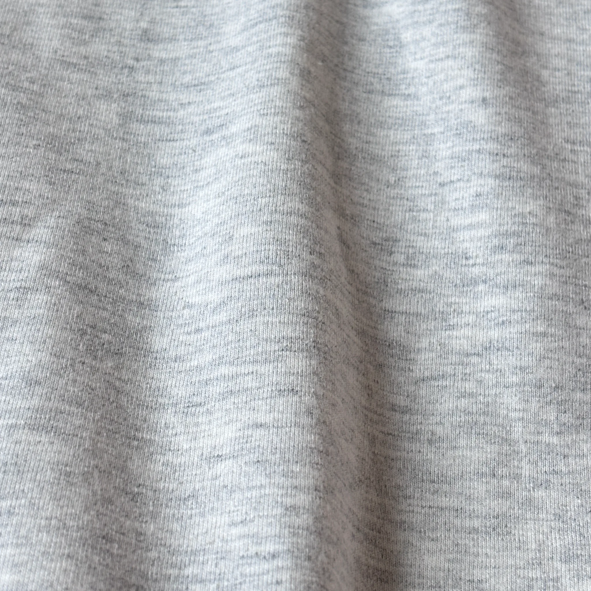 6.8oz Loopwheel Tubular Cotton Short Sleeve T-Shirt - Light Gray