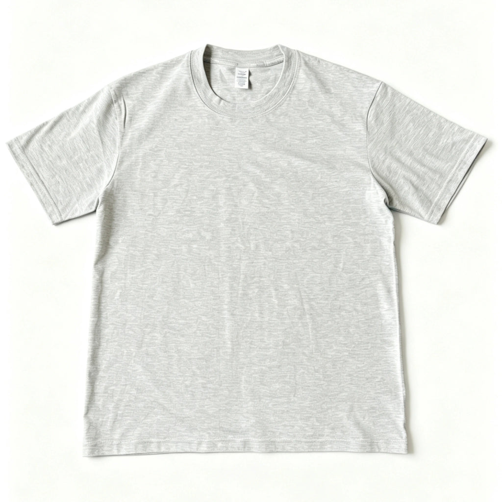 6.8oz Loopwheel Tubular Cotton Short Sleeve T-Shirt - Light Gray