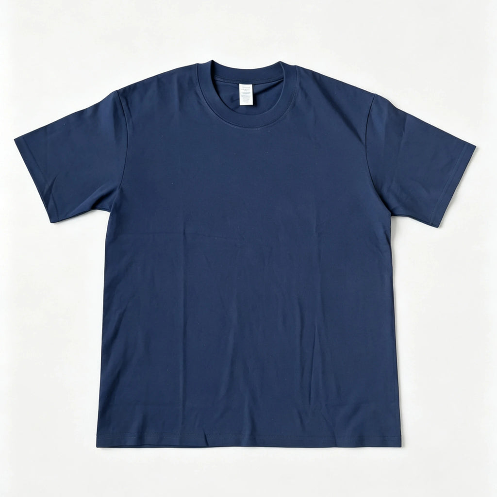 6.8oz Loopwheel Tubular Cotton Short Sleeve T-Shirt - Navy
