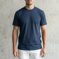 200g/m² Loopwheel Tubular Baumwoll T-Shirt mit kurzen Ärmeln – Navy