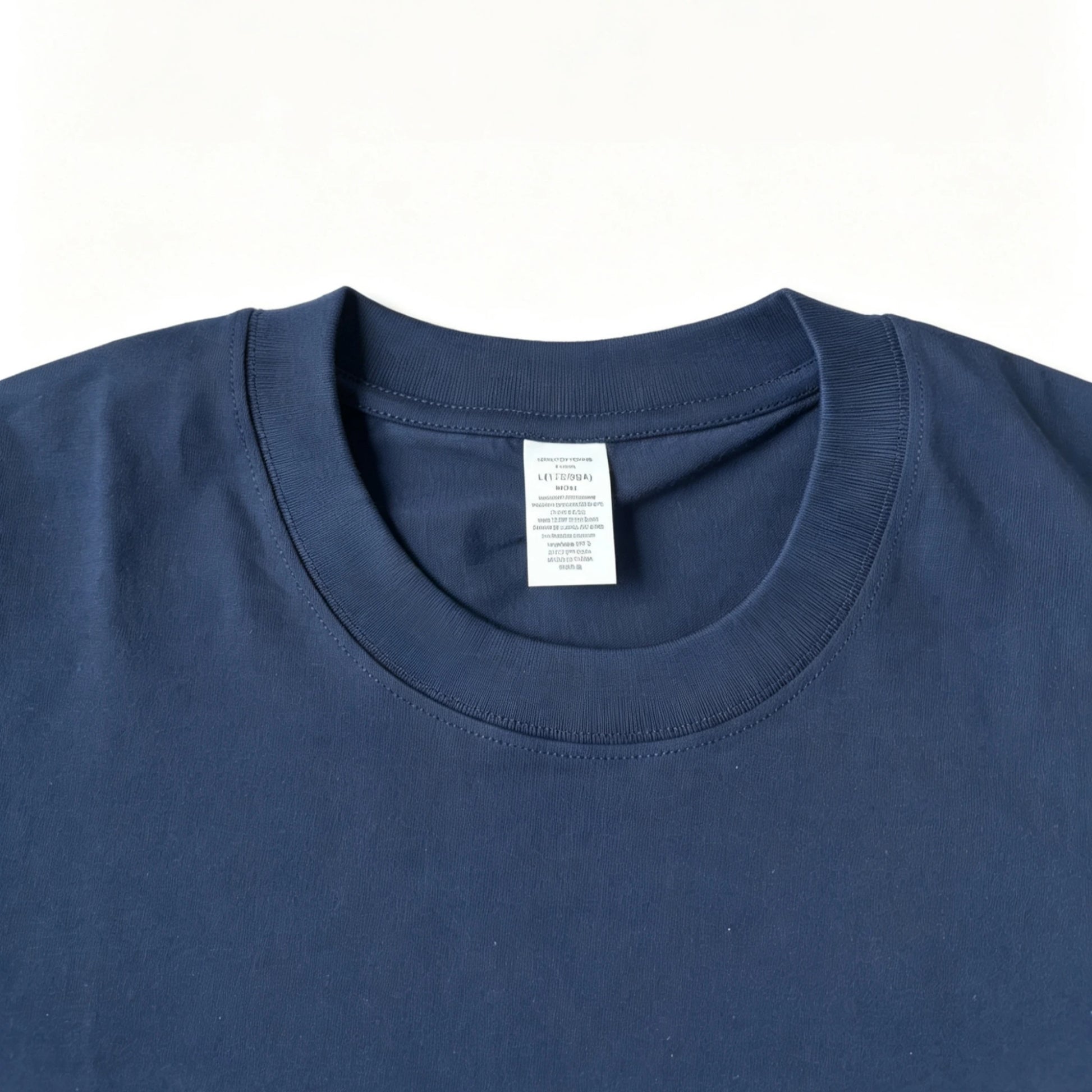 6.8oz Loopwheel Tubular Cotton Short Sleeve T-Shirt - Navy