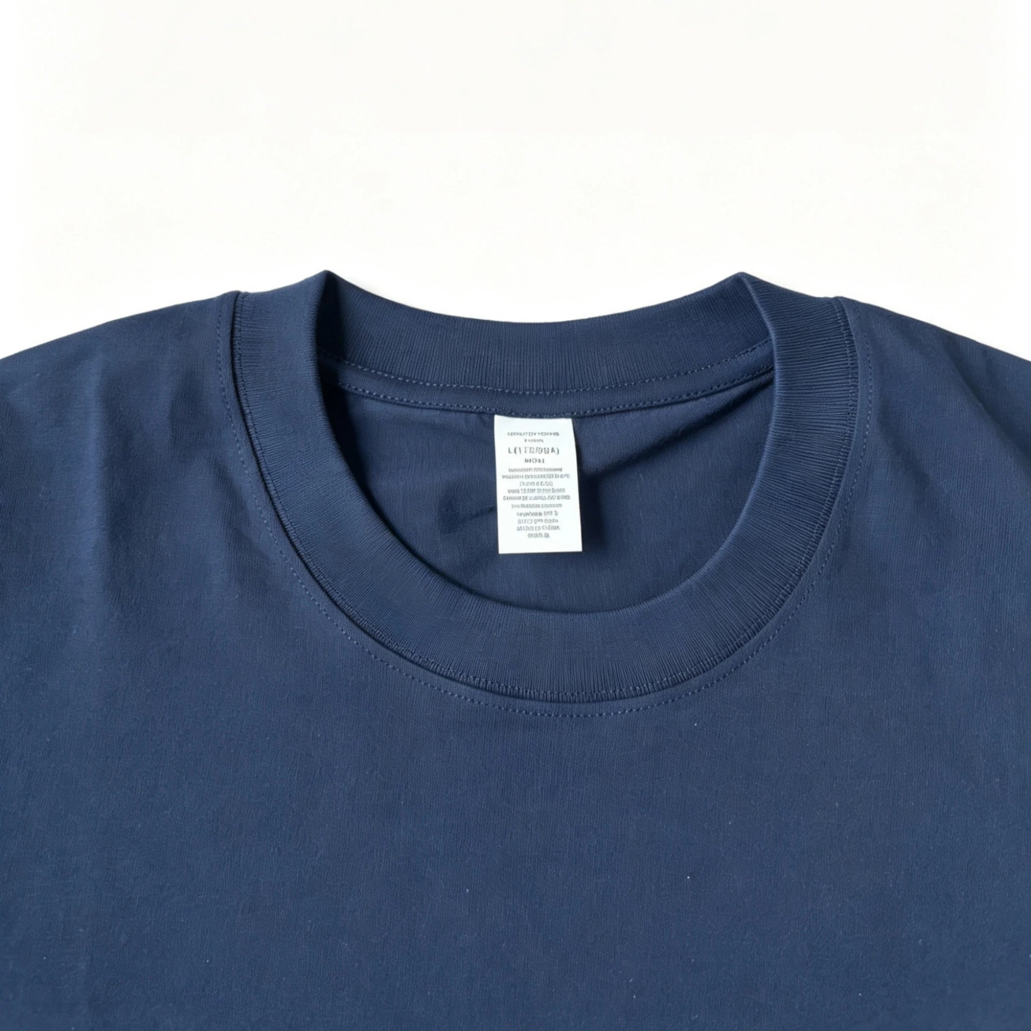 200g/m² Loopwheel Tubular Baumwoll T-Shirt mit kurzen Ärmeln – Navy