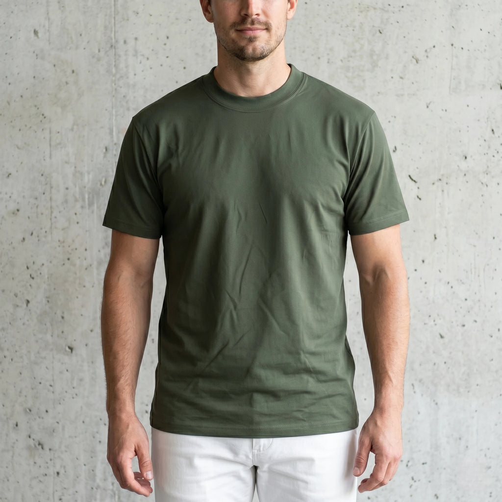 6.8oz Loopwheel Tubular Cotton Short Sleeve T-Shirt - Olive